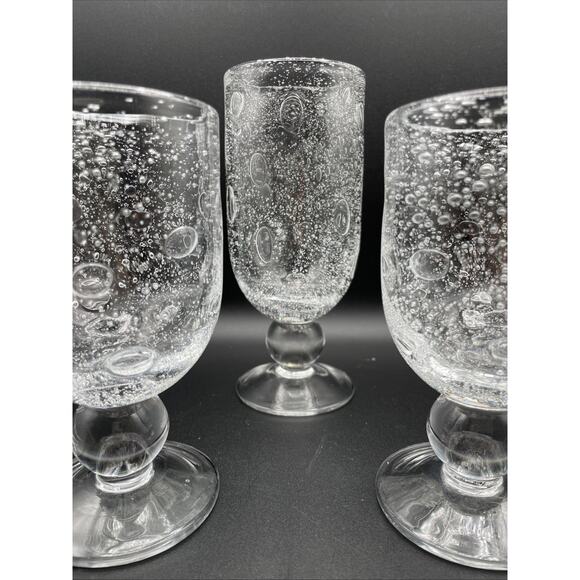 Lot of 3 Southern Living at Home Bella Luna Bubbles Glass Goblet - Picture 3 of 9